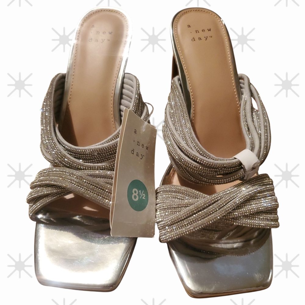 A New Day Metallic Silver Heeled Sandals